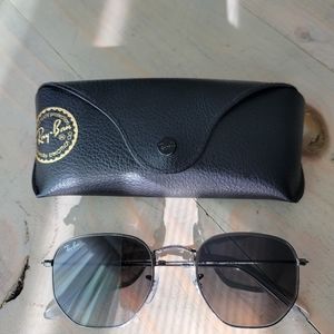 Rayban black on black hexagon sunglasses, polarized.